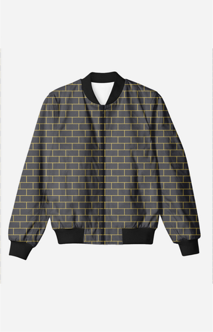 Unisex Bomber Jacket Black Bricks pattern print